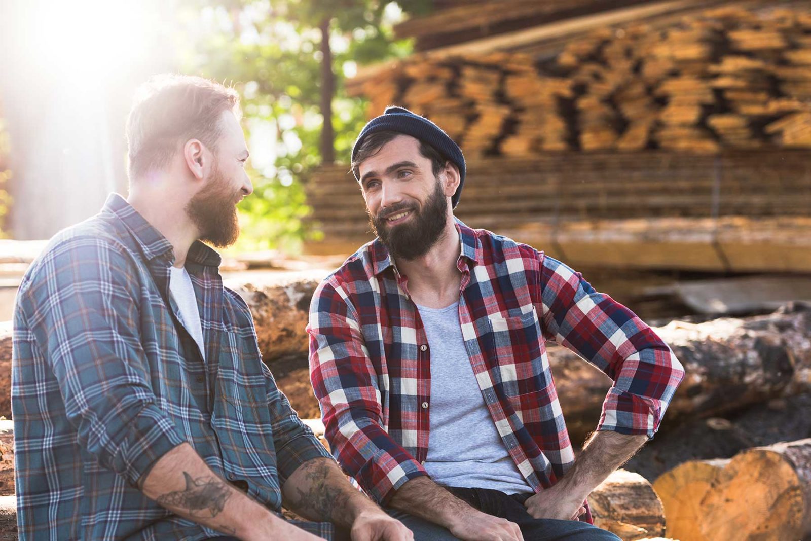 Men sat talking about suicide