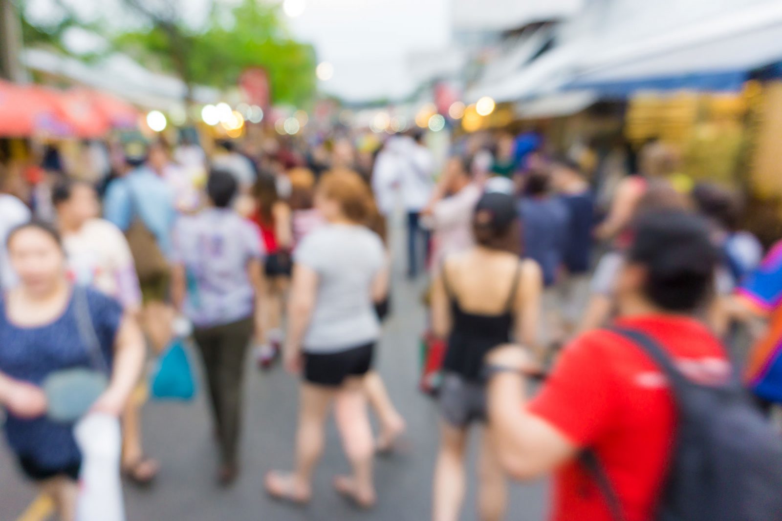 Blurred city street of people walking