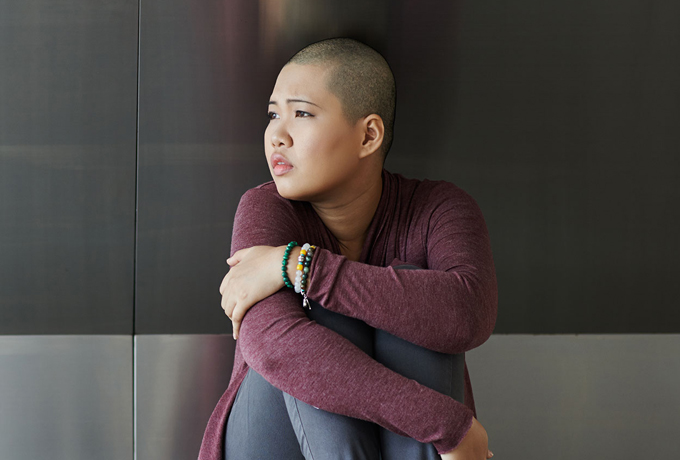 Young women sad and alone