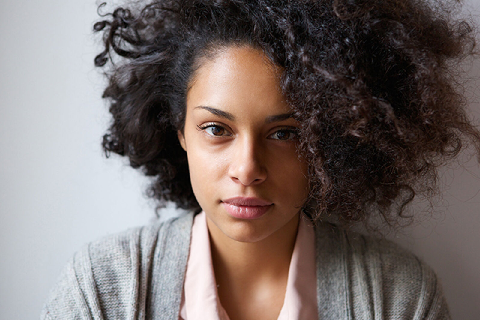 Portrait of woman close up looking at camera
